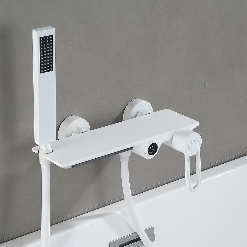 Tuqiu Black Bathtub Shower Set Hot Cold Gray Bathroom Shower Faucet Chrome Bathroom Foldable Shower Faucet set Brass