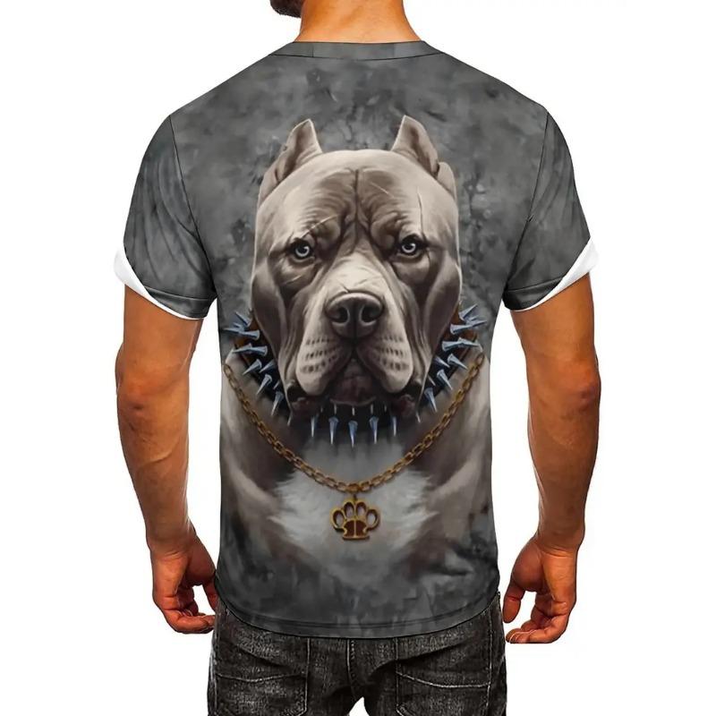 Men's 3D Printed Large Dog Pattern T-shirt Humorous Digital Printed Short Sleeved T-shirt Breathable Polyester Round Neck Casual