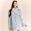 Winter Women's Sweet Thickened Blue Wool Coat