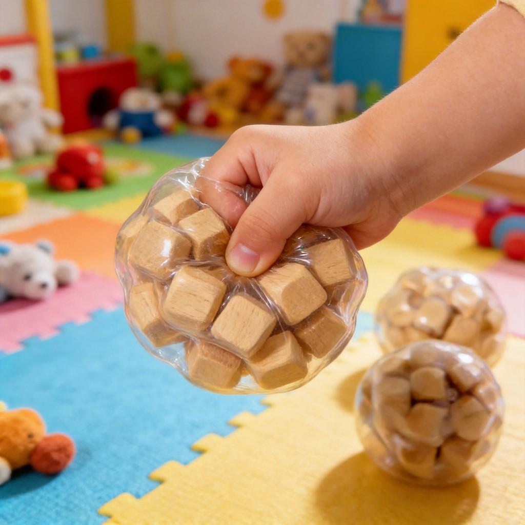 Creative Wooden Stress Ball With Tpr Material For Kids And Teens Stress Relief And Sensory Play