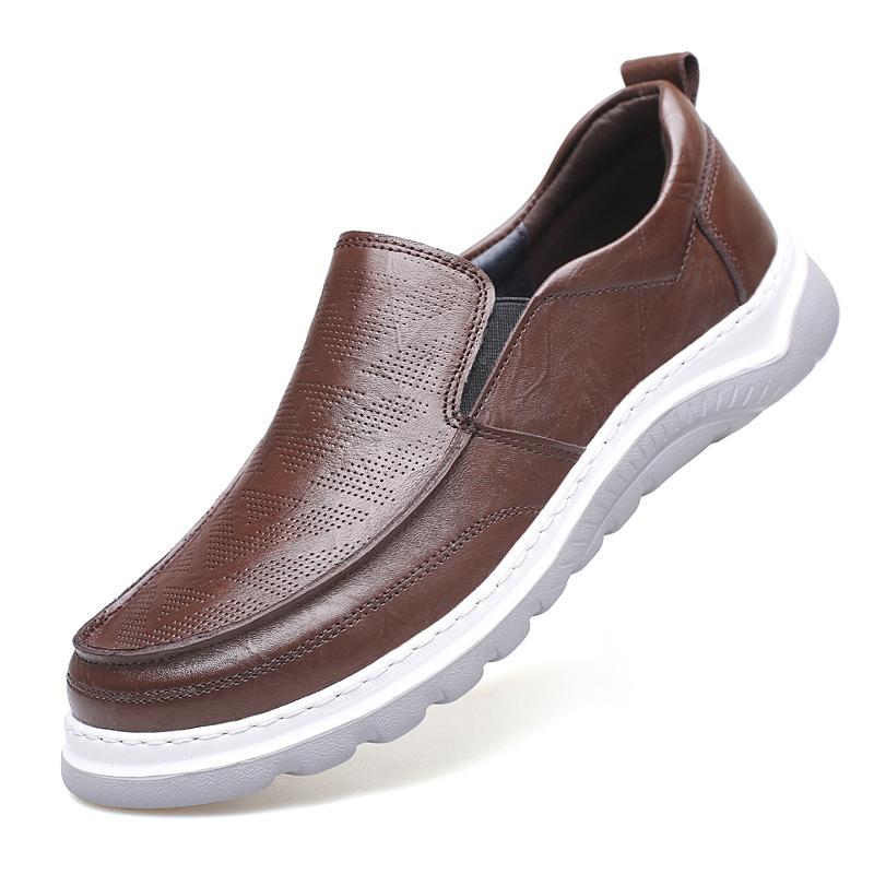 

2025 new fashion trend business versatile dad shoes first layer cowhide loafers casual leather shoes 45 drive 45 коричневый