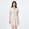 Le Dian Textured Floral Ruffled Collar Babydoll A-Line Dress