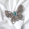 Natural Gemstone Butterfly Pendant, Elegant And Artisan Jewelry 925 Silver 1.66" CP-13