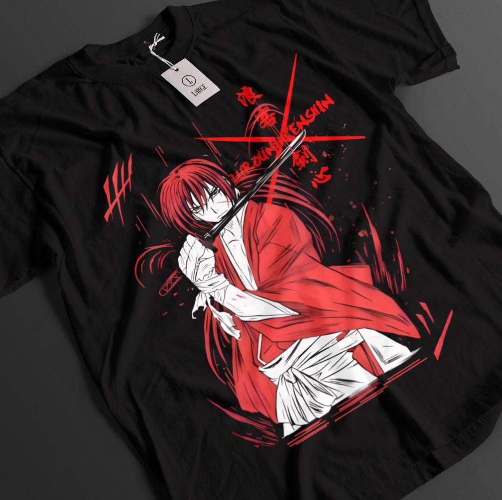 

Rurouni Kenshin Shirt Battousai Tshirt Kaotu T-Shirt Sano Top Saito Anime Tee 3XL