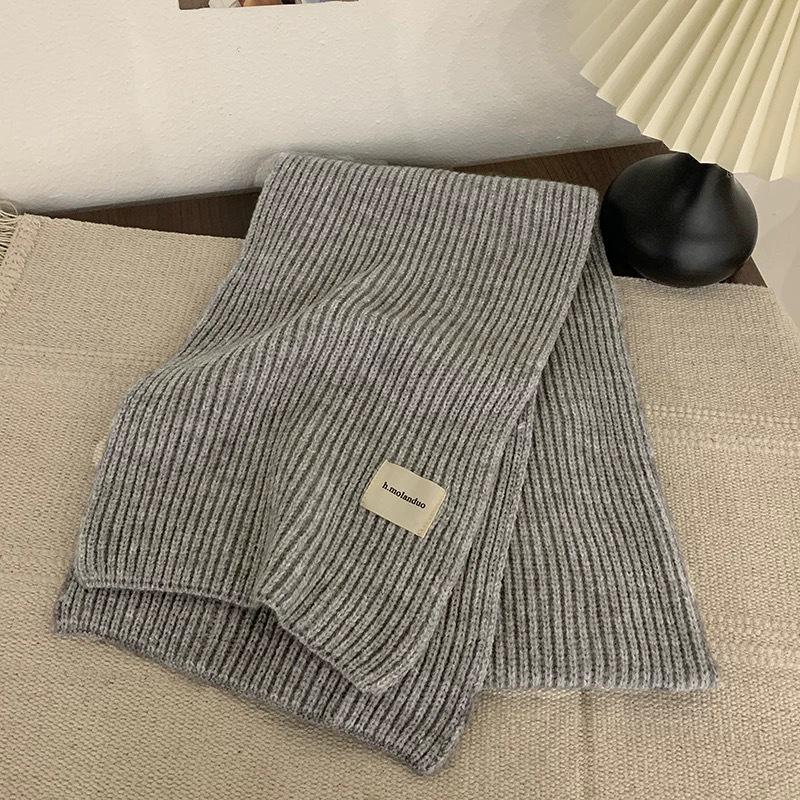 Korean Style Versatile Knitted Scarf for Women - Green, Blue, Red, Warm & Stylish for Autumn/Winter