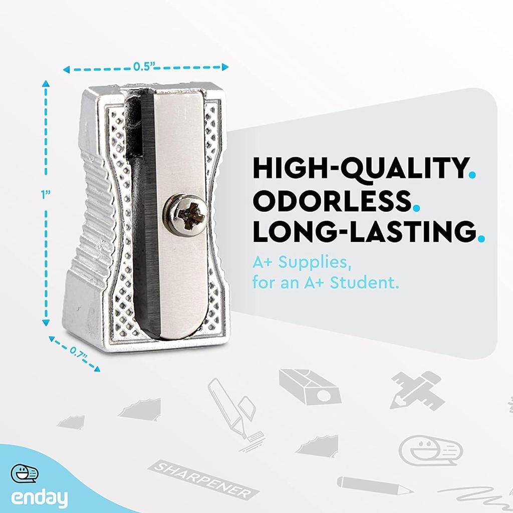 2Pcs Silver Metal Handheld Metal Mini Manual Pencil Sharpeners Silver with Single Hole Aluminum Alloy Sharpener for Standard Size Pencils Pencil