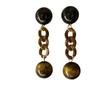 Maillard style retro tiger's eye stone round earrings women's autumn and winter high-end stud earrings small exquisite Internet celebrity jewelry