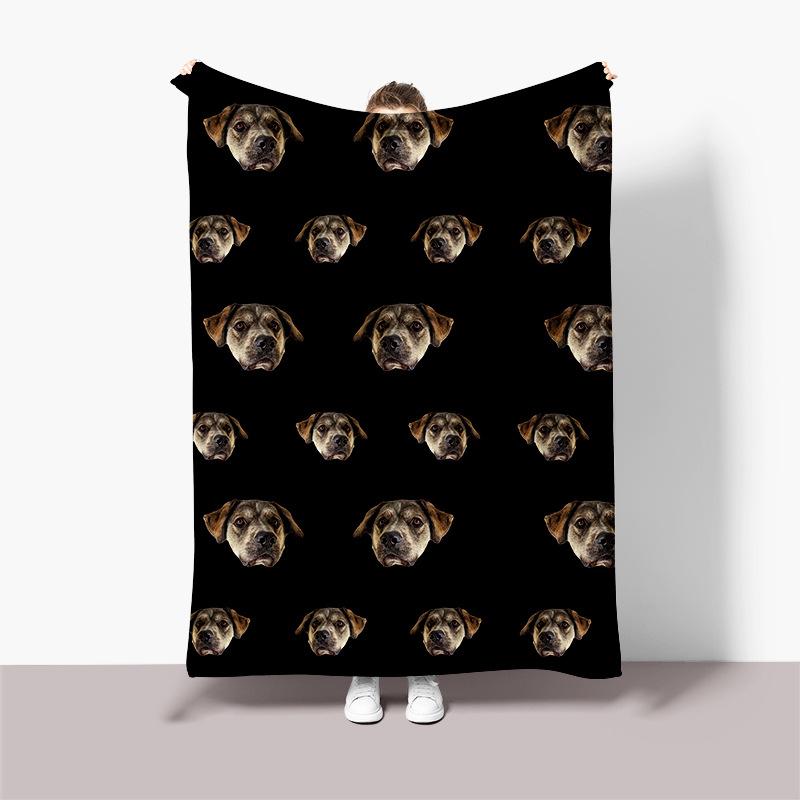 Personalisierte Flanelldecke mit schwarzem Hintergrund, Foto von einem Gesicht, Geburtstags-Erinnerungsdecke