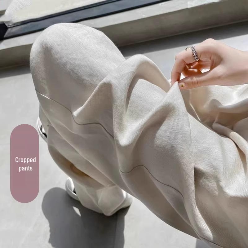 2024 Soft Breathable Wide-Leg Women's Summer Pants: High-End Sweat-Absorbent, Drapey Casual Straight-Leg Style