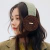 Rolled Plush Earmuffs Color Matching Ear Protection Fashion Lace-up Pullover Hat  Winter Outdoor