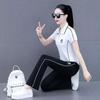 Fashion Sportswear Set for Women's Summer Stylish Short-sleeved Large-sized Casual Pants and Wide-leg Trousers Two-piece Set