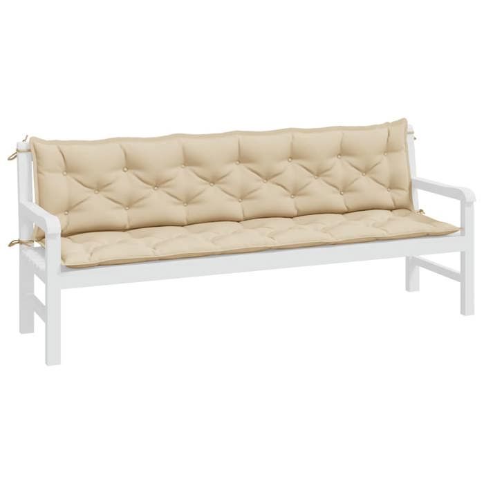 VidaXL Lot de 2 Coussins de Banc de Jardin, Revêtement de Banc avec Jeux de Cordes, Coussin d'Extérieur Imperméable, Beige 361738
