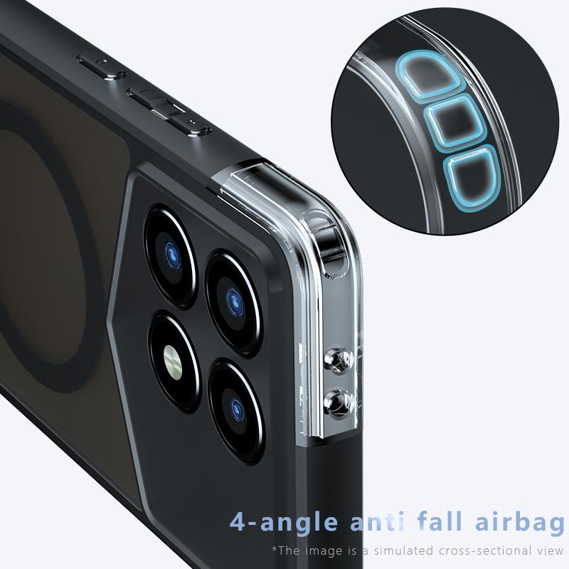 For Xiaomi Redmi K70 K70E Poco F6 X6 Pro Case Matte Magsafe Drop-proof Built-in Airbag Corner Non-yellowing Material Soft Cover