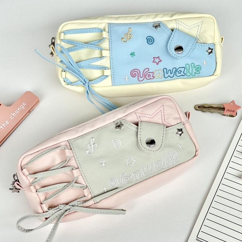 Ins Cute Pen Bag Large-Capacity Multi-Layer Student Pencil Box Stationery Pouch Organizer School Stationery Supplies Pencil Case
