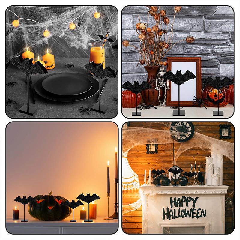 Halloween Wooden Logo Ornament Witch Hat Bat Desktop Decoration