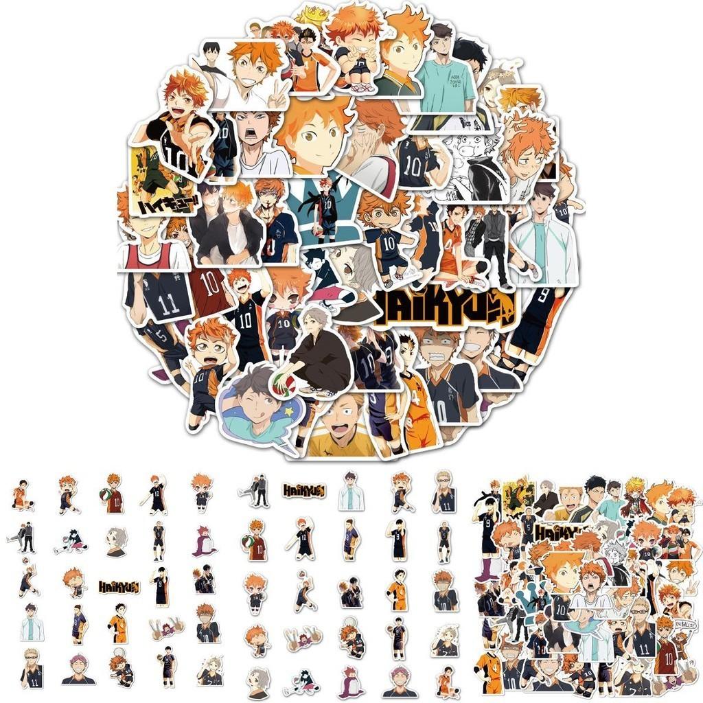 Anime Haikyuu!! 52-piece Sticker Set With Waterproof Multi-color Decals For Laptops And Bikes