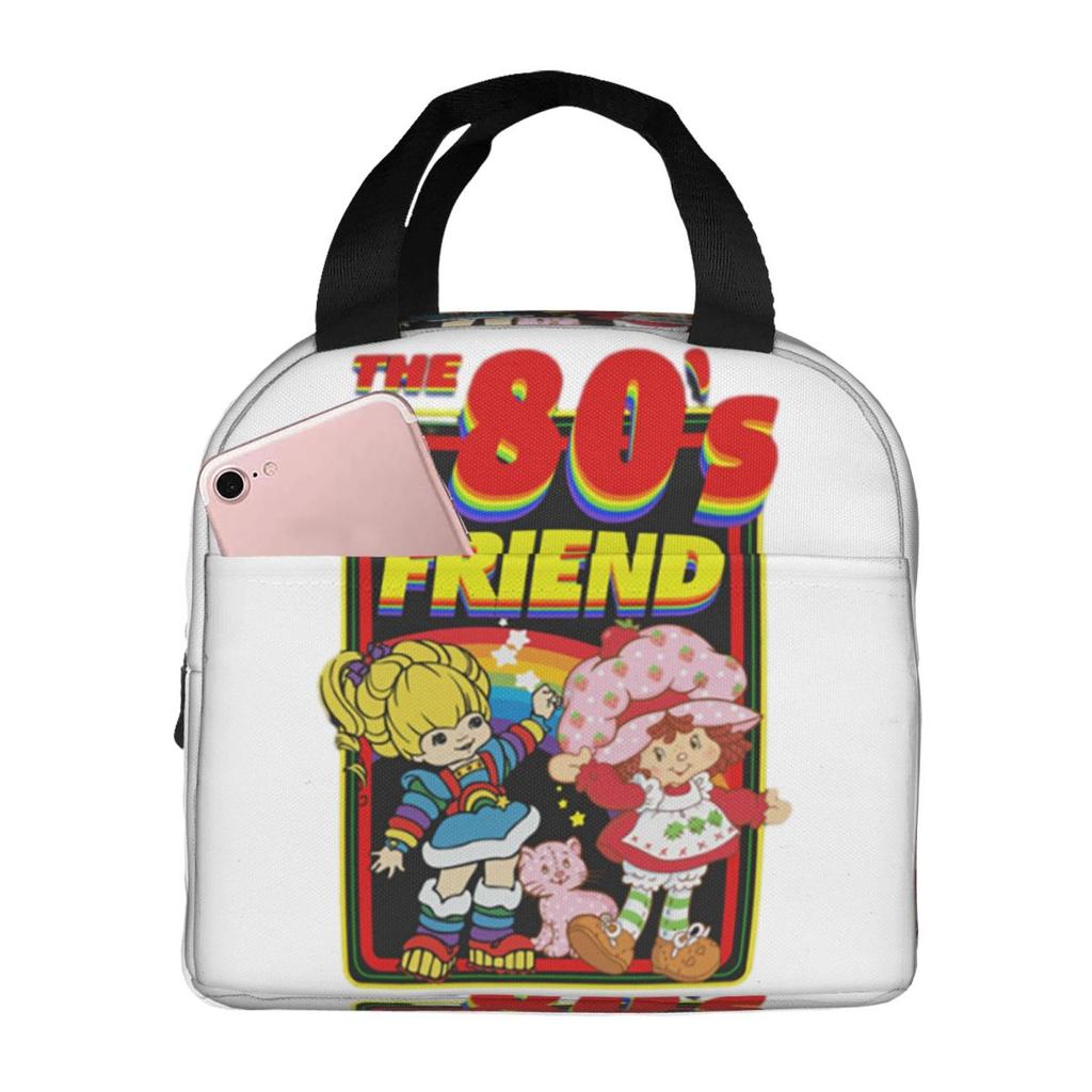 Bolsa de almuerzo aislada Rainbow Brite con corazón de arcoíris para mujeres Niños Cajas de comida portátiles Fiambrera térmica Bolso Tote