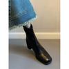 Vintage Square Head Thick Heel Thin Boots Woautumn Winter Velvet British Style Small High Heel Short Boots