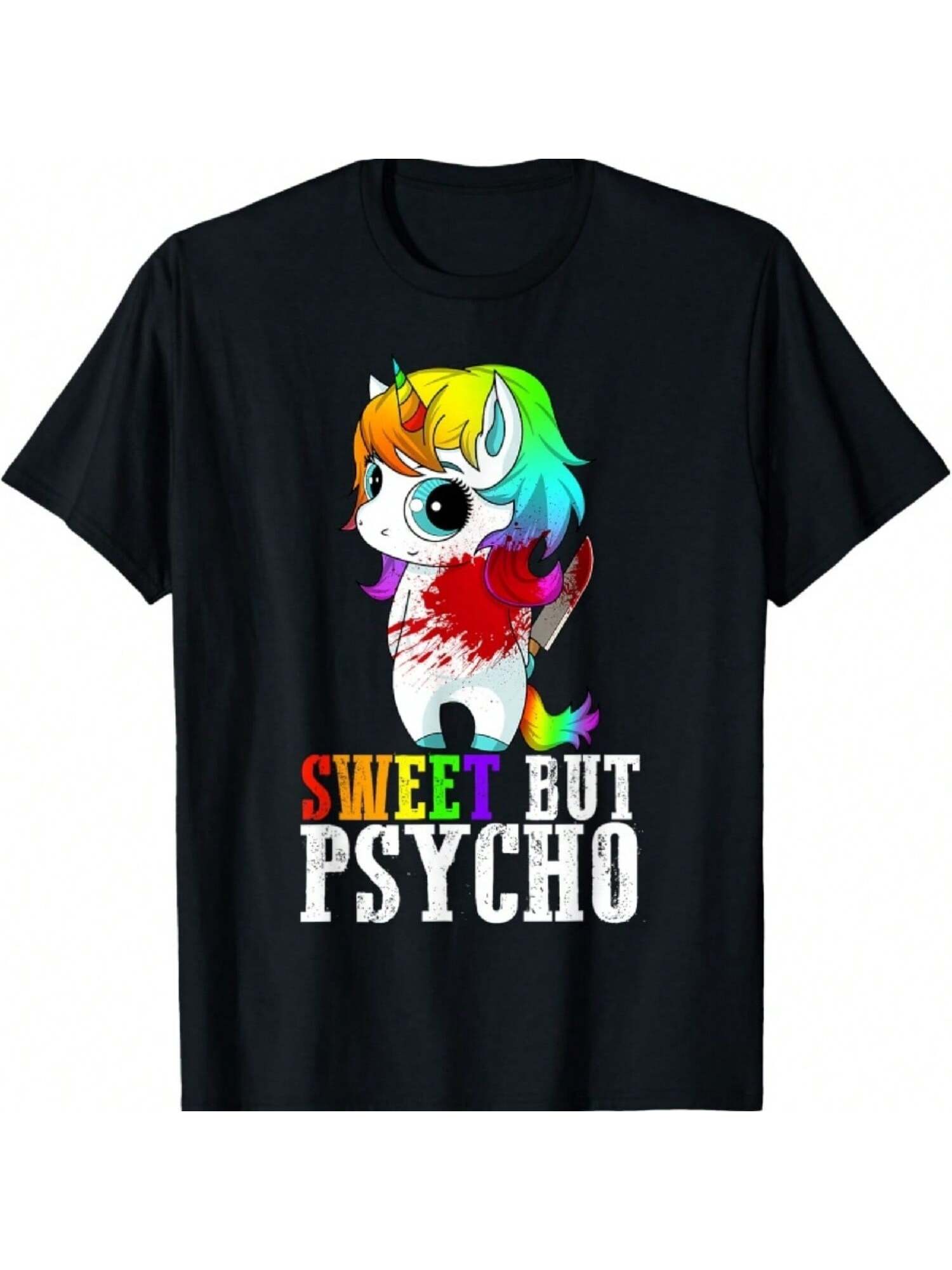 Sweet But Psycho Cute Humor Wife Mom Gift Horror Goth Punk T-Shirt S разноцветный