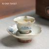 Chinese Ceramic Tea Cup with Coaster Hand-painted Landscape Tea Bowl Handmade Porcelain Teacup Travel Personal Teaware 40ml
