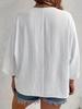 Spring/Autumn 2025 Women's V-neck Ice Silk Wrinkled Cardigan, Solid Color, Three-Quarter Sleeve, Loose Fit