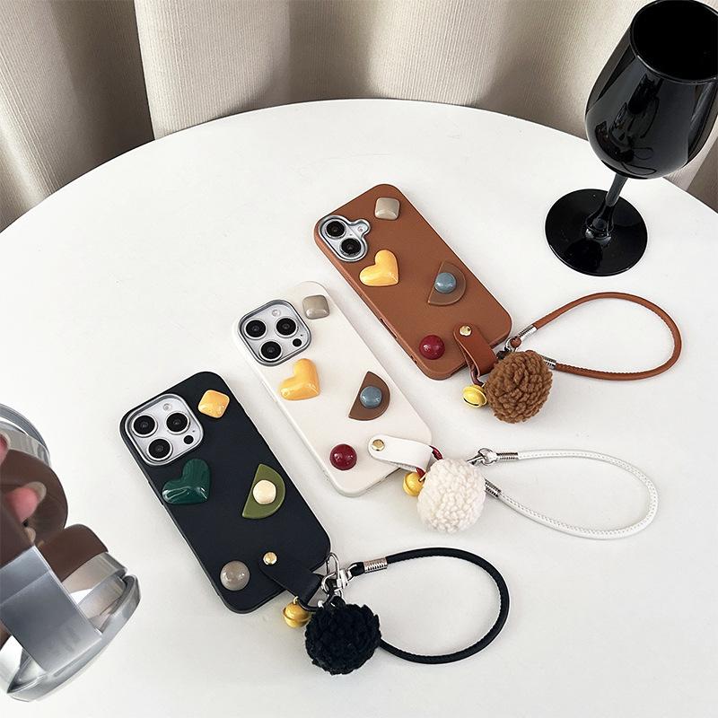 Circular Love Silicone Handheld Rope Phone Case for Apple 16promax Women's New Model for IPhone17 Anti Drop 14