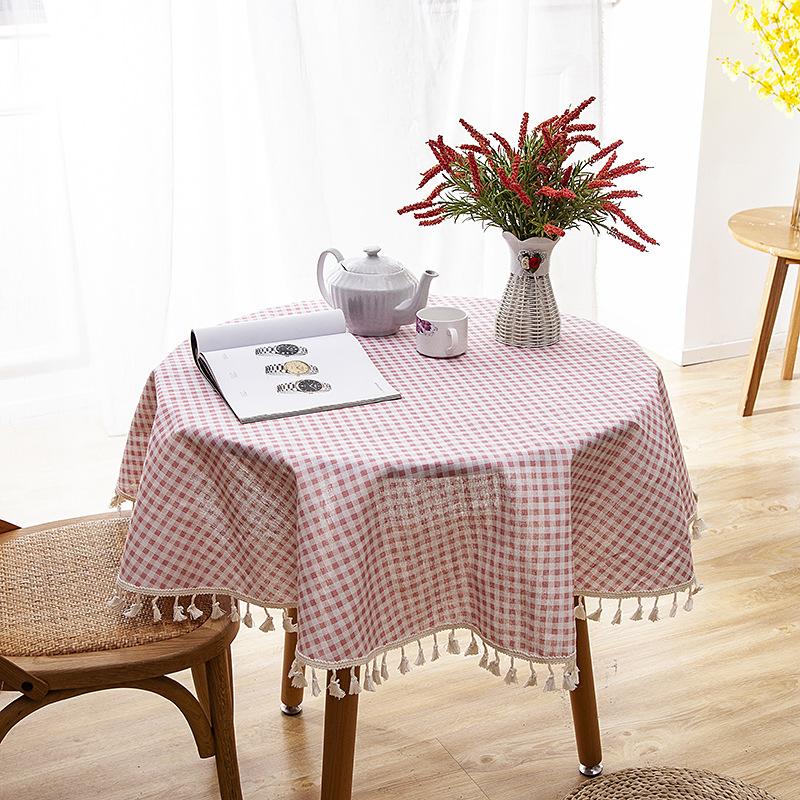 Polyester Cotton Imitation Linen Table Cloth Round Tablecloth Printed Fringed Tablecloth Cover Towel