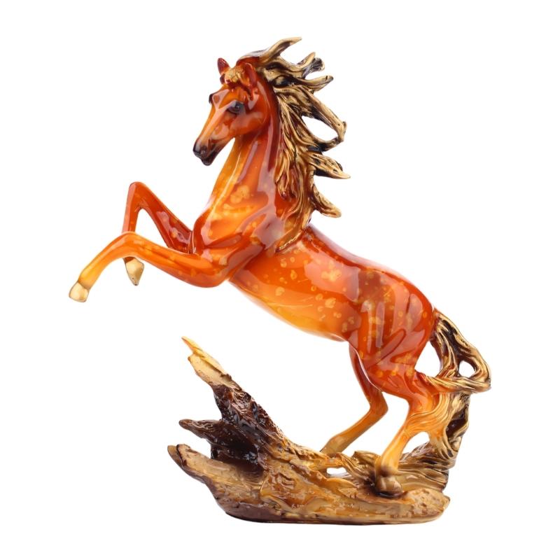 

Artistic Horse Figurine Handcrafted Resin Decoration Piece With Nonslip Base For Living Room or Study 21cm Height