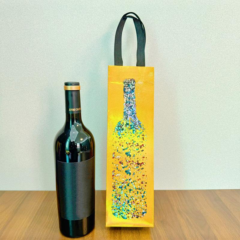 Vinpåse Non-Woven Tyg Tote Flaska Vinbärväska Vadderad Vinkylare Gåva Till Vinälskare Eller Bröllop