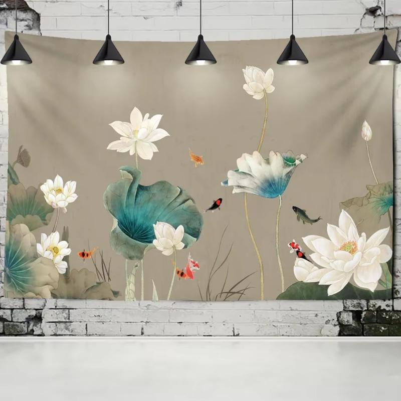 Lotus Leaf Tapestry Wall Hanging Bohemian Hippie Small Fresh Natural Table Mat Bedroom Home Art Decoration