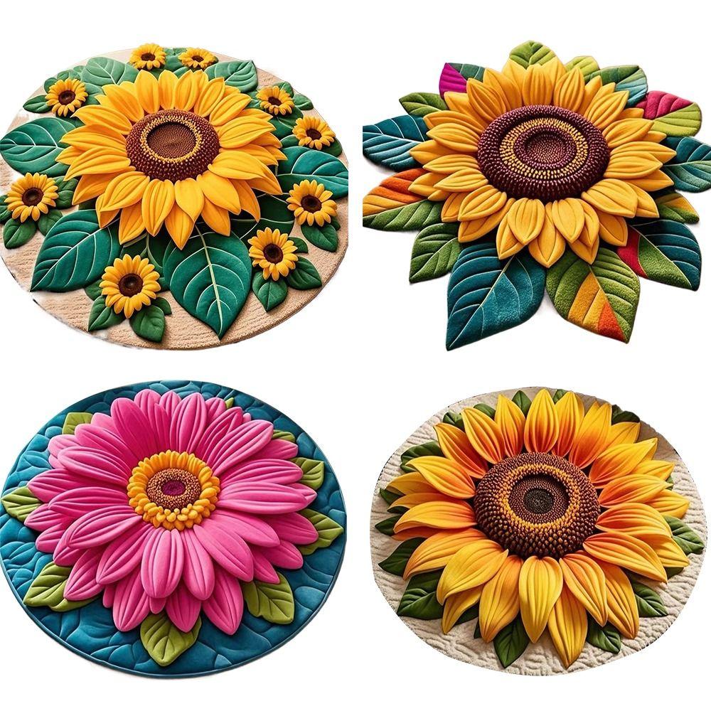 Soft Sunflower Mat Special-shaped Flower Carpet Door Gasket  for Living Room Tea Table Bedside