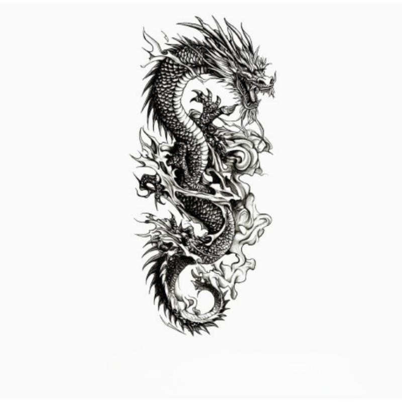 Waterproof Dragon Pattern Tattoo Stickers Men'S Temporary Tattoo Stickers Fake Tattoo For Women Hand Arm Chest Body Art
