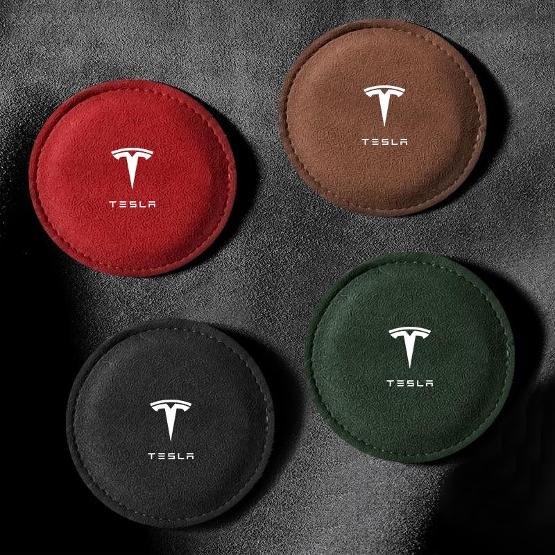 1/2 ks Podložka do držáku nápojů do auta PU kůže Slot Protiskluzová podložka pro Tesla Model 3 Model S Model X Y Roadster Performance