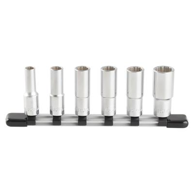 Deep Socket Set with 6 (12-point, Holder) HDL306, 9.5mm (3/8") Drive, Pieces.