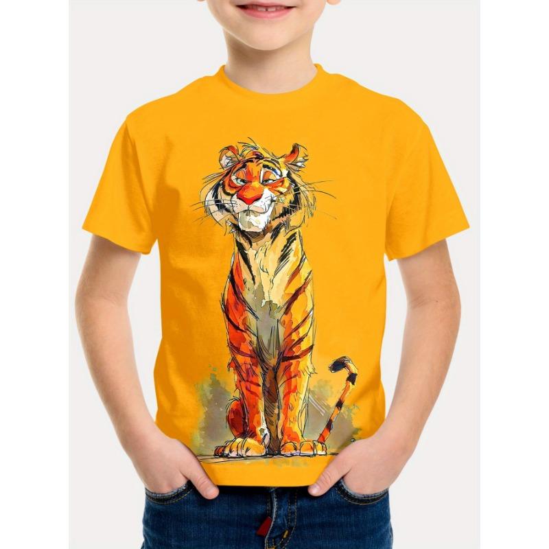Summer Round Neck 3D Cartoon Pattern Printed T-shirts Fashionable Casual Short Sleeved Children's Boy T-shirts