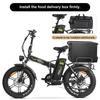 Electric Bike Foldable EMOKO C94 20" 1000W Motor City Ebike 48V 35AH Max Range 200Km 7 Speed Black