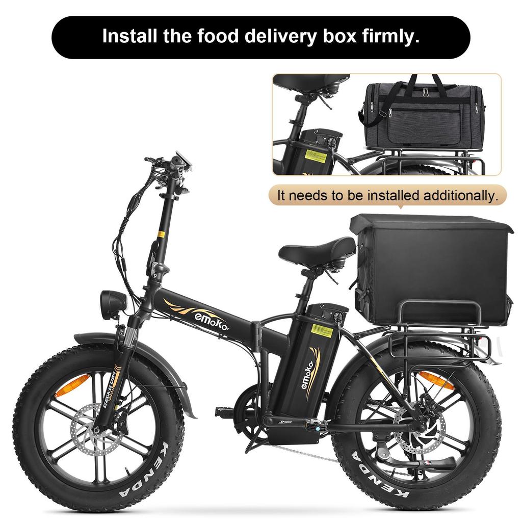 Electric Bike Foldable EMOKO C94 20" 1000W Motor City Ebike 48V 35AH Max Range 200Km 7 Speed Black