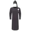 Mens Striped Nightgown Robe with Hat Long Sleeve Full Length Pompom Trim Adjustable Sleep Cap Arabian Pajamas
