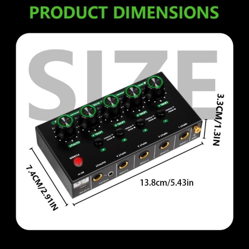 4 Input Auditory Controller Precise Volumes Adjustment Seamlessly Connection For Live Streaming Recording