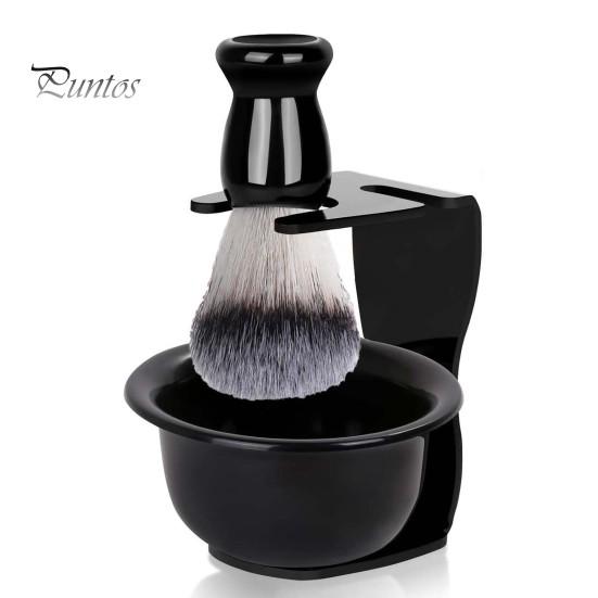 

1 комплект для бритья для мужчин с бритвой, синтетической щетиной, помазком для бритья, мыльницей, подставкой, набором инструментов для влажного бритья для мужчин, подарком мужу и отцу A чёрный