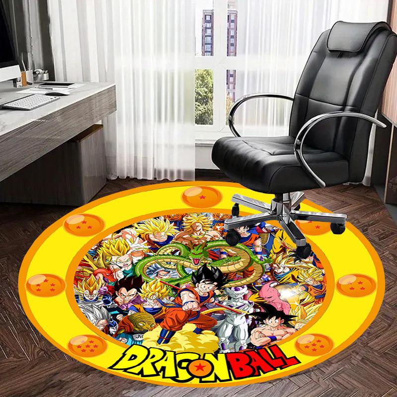 1pc Dragon Ball Characters Artwork Round Carpet, Made of Polyester,Perfect for Decorating Office Chairs, Living Rooms,Vibrant Decorative Rug