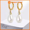 Xiaomi Vnox Charm Geometry Pearl Orchid Drop Earrings For Women Stainless Steel Hoop Classic Ear Jewelry  Wedding Party Gift Earring