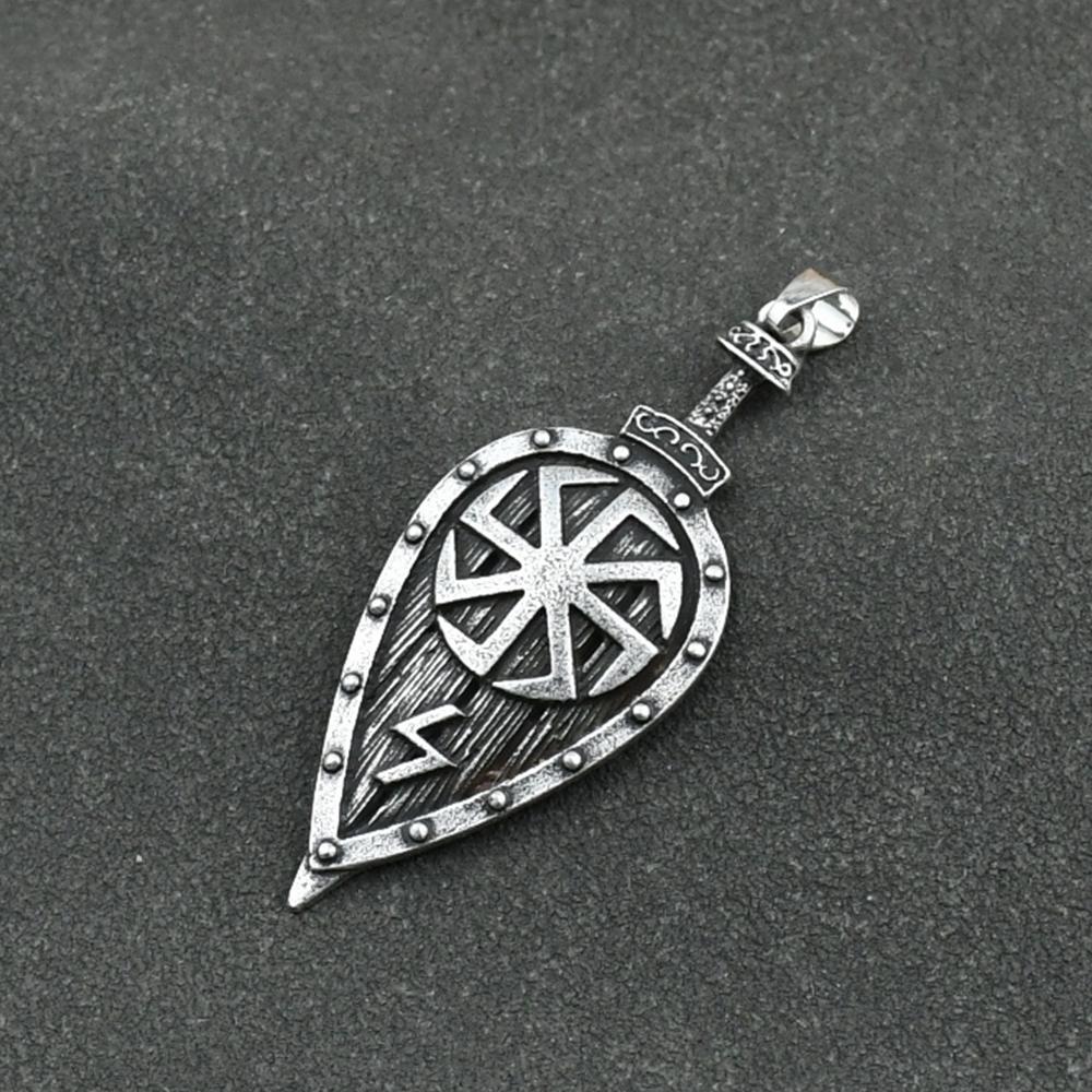 

Slavic Kolovrat Sword Shield Amulet Viking Runes Necklace For Men Women Handmade Jewelry Talisman Pendant