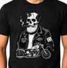 Bearded Skull Smoking Cigar Leather Jacket Chopper Motorcycle Biker T Shirt New.