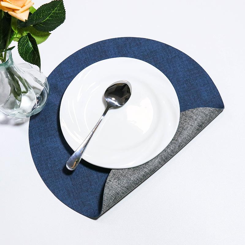 Round PU Leather Placemats Dual-Sided Non-Slip Heat-Resistant Table Mats Home Hotels Dining