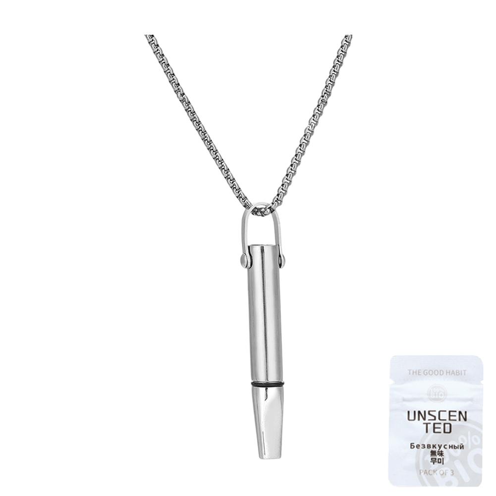 Quitting Smoking Meditation Pendant with Filter Cotton Titanium Steel Pendant Reusable Mindfulness Necklace Stop Smoking Aids