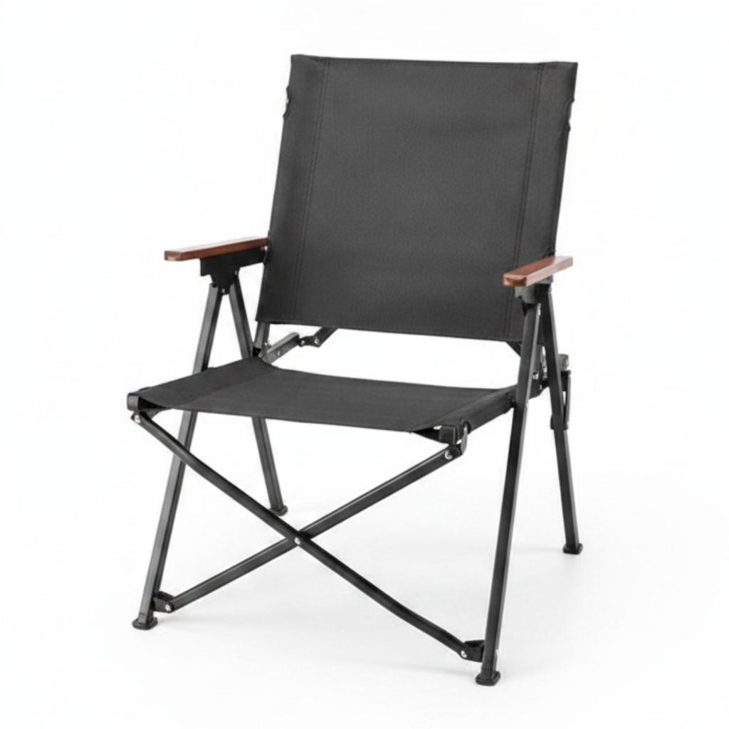 Fold-Flat Camp Chair Carbon Steel Frame Folding Camping for Sketching