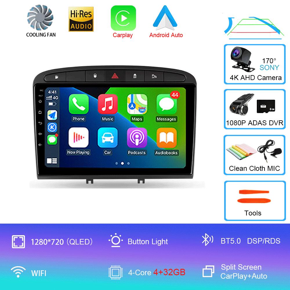 Android 14 Carplay Auto For Peugeot 308 308SW 2007-2015 408 2012-2020 GPS Car Radio Multimedia Video Player Stereo WIFI+4G DSP