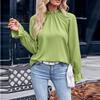 Women's Casual Fashion Leaf Collar Long Sleeve Loose Temperament Top