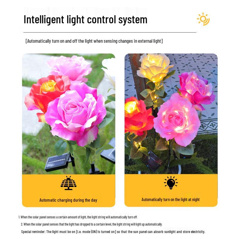 Empfick LED Solar Garden Rose Flower Stake Light